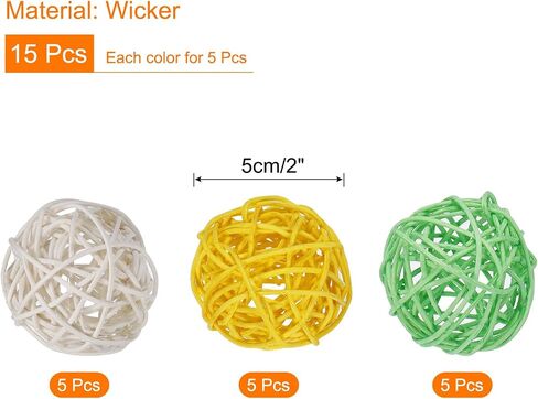 uxcell Set of 15 Pcs Wicker Rattan Balls 2 Inch Rattan Decorative Balls for Centerpiece Bowls Vase Fillers Home Decor Black,White,Red in Saudi Arabia