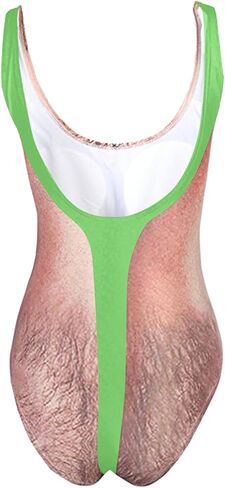 One Piece Swimsuits for Women Hairy Chest Bathing Suit Funny Novelty Fake Muscles Beachwear Borat Swimsuit in Saudi Arabia