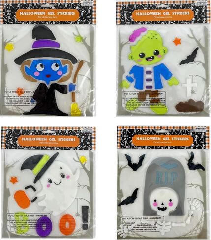 Halloween Window Gel Cling Decorations - 4 Sheet Sets - Ghost, Zombie, Tombstone, Witch in Saudi Arabia