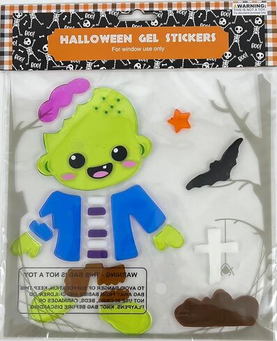 Halloween Window Gel Cling Decorations - 4 Sheet Sets - Ghost, Zombie, Tombstone, Witch in Saudi Arabia