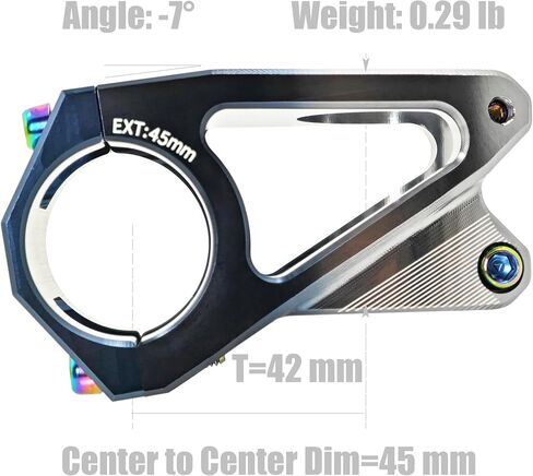 Mountain Bike Stem with 31.8mm Bar Clamp 7 Degree 45mm CNC Machined Aluminum Alloy Light Weigh Bike Stem For Downhill and MTB-Black Silver in Saudi Arabia