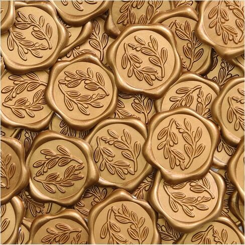 ملصقات ختم الشمع من UNIQOOO - ملصقات ختم على شكل ظرف دعوة زفاف من الأوكالبتوس، 50 قطعة من الملصقات الخضراء الطحلبية ذاتية اللصق، مثالية للدعوة، والكريسماس، وتغليف الهدايا، والحفلات in Kuwait