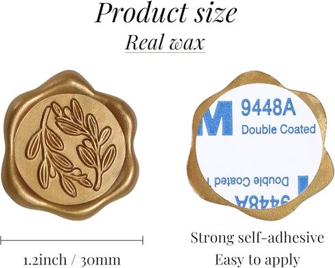 ملصقات ختم الشمع من UNIQOOO - ملصقات ختم على شكل ظرف دعوة زفاف من الأوكالبتوس، 50 قطعة من الملصقات الخضراء الطحلبية ذاتية اللصق، مثالية للدعوة، والكريسماس، وتغليف الهدايا، والحفلات in Kuwait