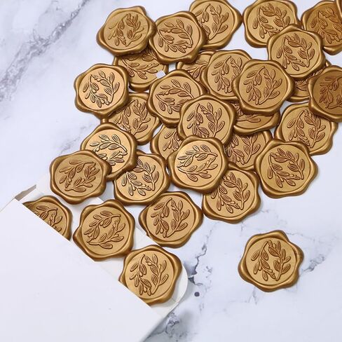 ملصقات ختم الشمع من UNIQOOO - ملصقات ختم على شكل ظرف دعوة زفاف من الأوكالبتوس، 50 قطعة من الملصقات الخضراء الطحلبية ذاتية اللصق، مثالية للدعوة، والكريسماس، وتغليف الهدايا، والحفلات in Kuwait