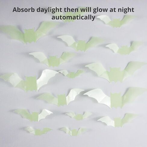 2 Pack 32pcs Glow in The Dark Halloween Luminous Bat Wall Decoration Halloween bat Stickers Removable Bat Wall Decor Glowing Window Clings for Scary Halloween Theme Party Decorations in Saudi Arabia