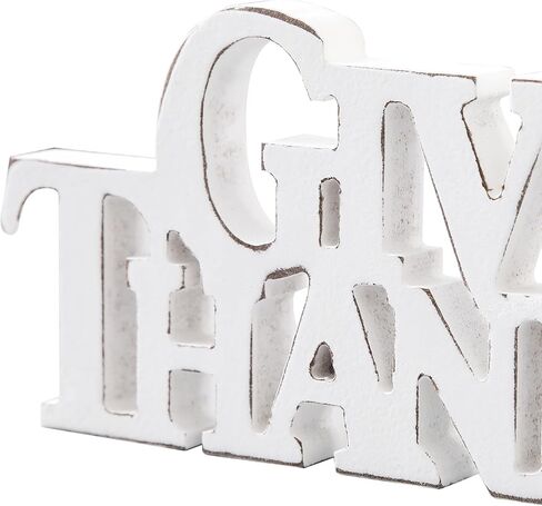 Rustic Small Give Thanks Sign for Thanksgiving Table Decor 7.9 Inch, Handmade Distressed White Wooden Thanksgiving Decorations Indoor, Farmhouse Sign for Tiered Tray Shelf Dinning Room in Saudi Arabia