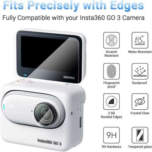 JJC 2 واقي شاشة للعدسات متوافق مع كاميرا Insta360 Ace Pro، 6 قطع من الزجاج المقسى Insta 360 Ace Pro واقي شاشة، 0.3 مم صلابة 9H 2.5D مضادة للخدش ومضادة للفقاعات in Kuwait