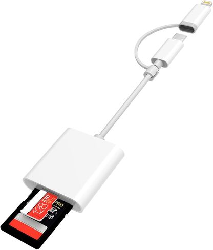 قارئ كاميرا Lightning to SD Card لجهاز iPhone iPad، قارئ بطاقة الذاكرة Trail Camera Viewer SD محول بطاقة SD لهاتف iPhone 12/11/XS/XR/X/8/7/iPad، التوصيل والتشغيل in Kuwait