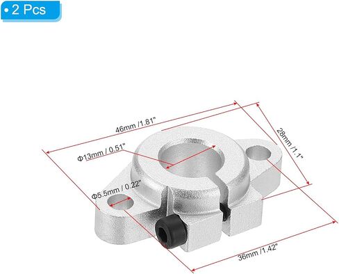PATIKIL SHF25 Aluminum Linear Motion Rod Rail Clamping Guide Support, 2 Pcs for 25mm Dia Shaft in Saudi Arabia