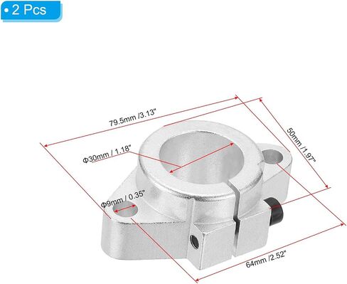 PATIKIL SHF25 Aluminum Linear Motion Rod Rail Clamping Guide Support, 2 Pcs for 25mm Dia Shaft in Saudi Arabia
