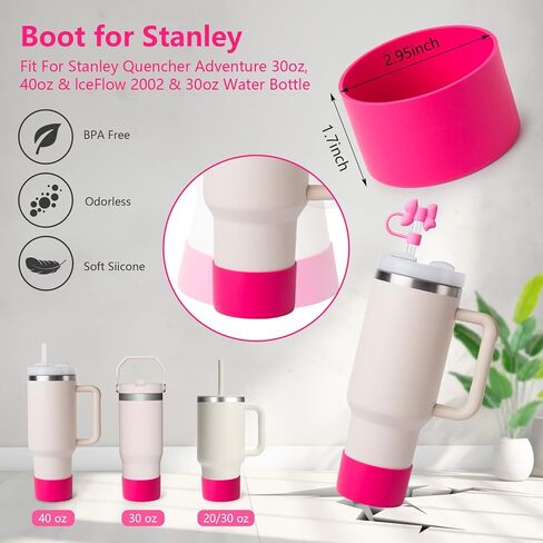 Stanley Cup Accessories Set I Water Bottle Handle Strap, Silicone Cup Boot, Lipstick Holder, Keychain Charms & Handle Charms,Straw Topper Accessories for White Stanley Cup 40oz/30oz in Saudi Arabia