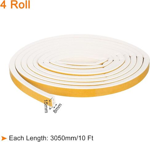 uxcell 4 Roll Weather Seal Strip, 19/32" Wide x 5/16" Thick x 10 Ft EPDM Rubber Door Sealing Stripping E Shaped Self Adhesive Foam Tape for Door Window, Brown in Saudi Arabia
