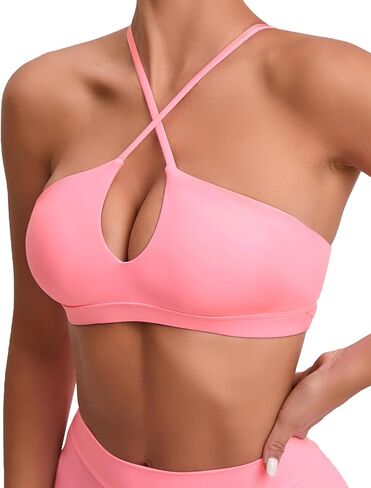 SEAUR المرأة مثير انقطاع عميق الخامس الرياضة الصدرية Strappy كريسس الصليب عارية الذراعين تجريب Bralette مبطن رياضة اليوغا قطع علوية بدون أكمام in Kuwait