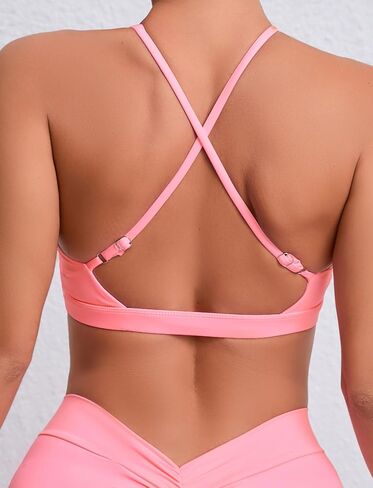 SEAUR المرأة مثير انقطاع عميق الخامس الرياضة الصدرية Strappy كريسس الصليب عارية الذراعين تجريب Bralette مبطن رياضة اليوغا قطع علوية بدون أكمام in Kuwait