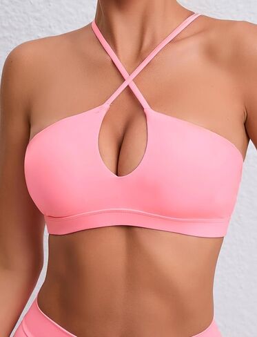 SEAUR المرأة مثير انقطاع عميق الخامس الرياضة الصدرية Strappy كريسس الصليب عارية الذراعين تجريب Bralette مبطن رياضة اليوغا قطع علوية بدون أكمام in Kuwait