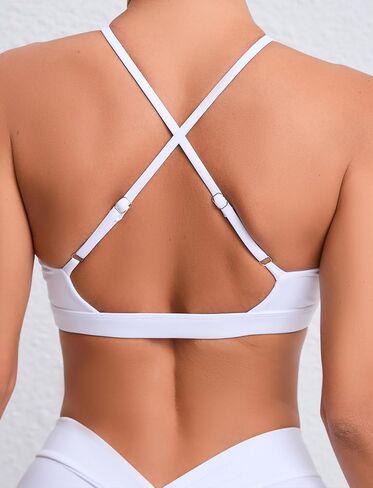SEAUR المرأة مثير انقطاع عميق الخامس الرياضة الصدرية Strappy كريسس الصليب عارية الذراعين تجريب Bralette مبطن رياضة اليوغا قطع علوية بدون أكمام in Kuwait