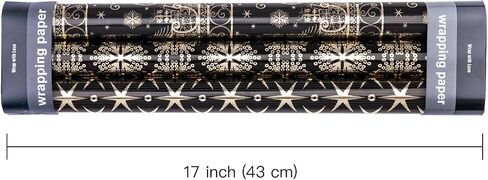 WRAPAHOLIC Christmas Wrapping Paper Roll - Mini Roll - 3 Rolls - 17 Inch X 120 Inch Per Roll - Black and Gold Reindeer Family, Snowflake Holiday Collection with Metallic Foil Shine in Saudi Arabia