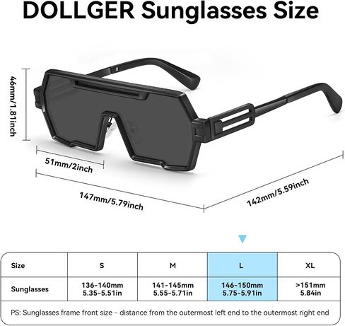 Dollger Retro Steampunk Sunglasses Men Trendy One Piece Irregular Metal Black Sunglasses in Saudi Arabia