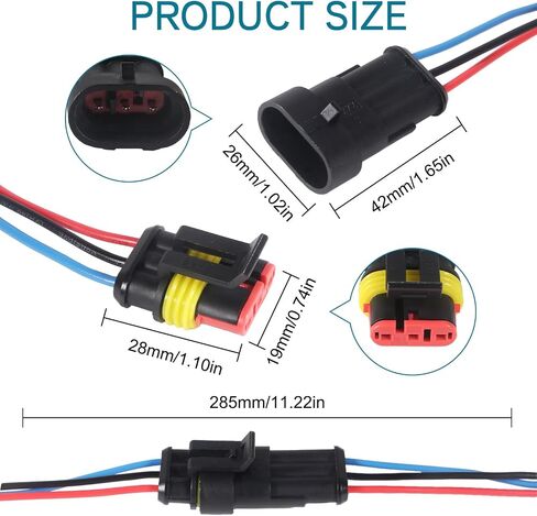 10 أزواج 2Pin موصل مقاوم للماء، طريقة ذكر وأنثى 16 AWG موصلات سلكية للفصل السريع مناسبة لشاحنة السيارة والقوارب وغيرها من وصلات الأسلاك in Saudi Arabia