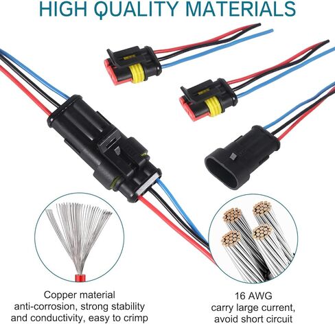 10 أزواج 2Pin موصل مقاوم للماء، طريقة ذكر وأنثى 16 AWG موصلات سلكية للفصل السريع مناسبة لشاحنة السيارة والقوارب وغيرها من وصلات الأسلاك in Saudi Arabia