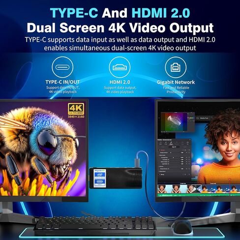Mini PC Stick Celeron N4000 4GB/64GB, Micro Computer with USB PD3.0 and 4K HDMI, Gigabit Ethernet, WiFi 5.0, BT 5.2 - Ideal for Business, Office, Media, Home Use in Saudi Arabia
