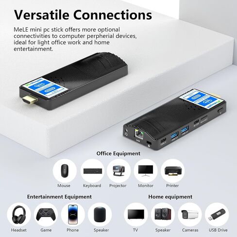 Mini PC Stick Celeron N4000 4GB/64GB, Micro Computer with USB PD3.0 and 4K HDMI, Gigabit Ethernet, WiFi 5.0, BT 5.2 - Ideal for Business, Office, Media, Home Use in Saudi Arabia