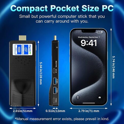 Mini PC Stick Celeron N4000 4GB/64GB, Micro Computer with USB PD3.0 and 4K HDMI, Gigabit Ethernet, WiFi 5.0, BT 5.2 - Ideal for Business, Office, Media, Home Use in Saudi Arabia