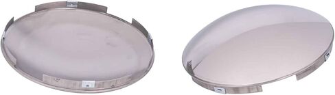 Chrome Metal 4 Even Notched Dome Front Wheel Universal Hub Cap Kit - 2 Pc per Pack, Lip: 7/16" with pre-Installed Clips in Saudi Arabia