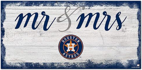 لافتة Mr & Mrs من Fan Creations MLB Houston Astros للجنسين Houston Astros Script، لون الفريق، 6 × 12 in Saudi Arabia