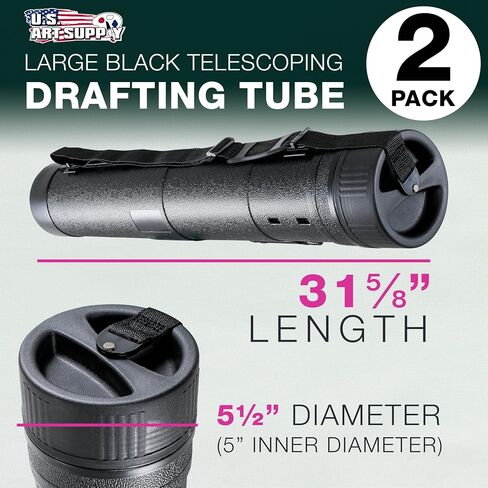 U.S. Art Supply Large Black Telescoping Drafting Tube - Outside Diameter: 5-1/2 inch, Inside Diameter: 5 inch, Length: 31-5/8 to 53-3/4 inches in Saudi Arabia