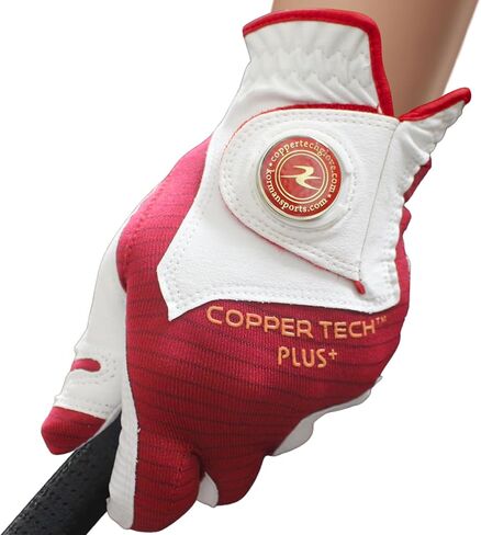 Copper Tech Plus Women's Golf Gloves with Ball Marker - Ladies Golf Gloves with 100% AAA Synthetic Leather - Wrist Support & Breathability - Golf Gloves Left Handed Golfer (Hand Orientation: Right) in Saudi Arabia