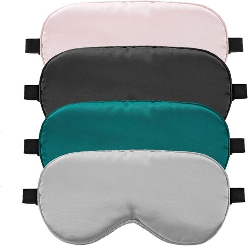 4 Pcs Eye Mask for Sleeping Silk Sleep Mask, Soft Adjustable Blackout Sleeping Mask for Men Women Breathable 100% Mulberry Silk Fabric, Night Eyeshade Blocks Light Reduces Puffy Eyes(4 Colors) in Saudi Arabia