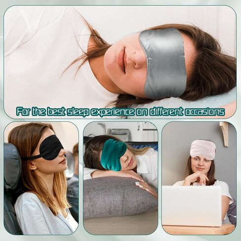 4 Pcs Eye Mask for Sleeping Silk Sleep Mask, Soft Adjustable Blackout Sleeping Mask for Men Women Breathable 100% Mulberry Silk Fabric, Night Eyeshade Blocks Light Reduces Puffy Eyes(4 Colors) in Saudi Arabia