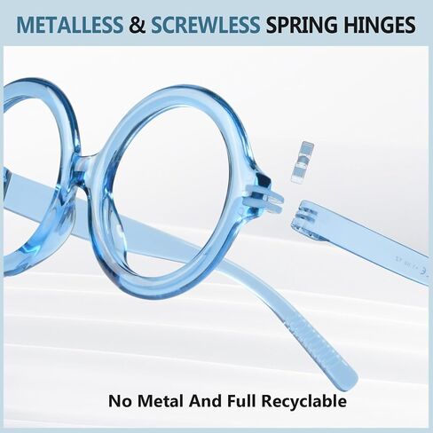 GUD Huge Round Reading Glasses with Screwless Spring Hinge Metalless 6 Pack Oversized Women Readers +2.50 in Saudi Arabia