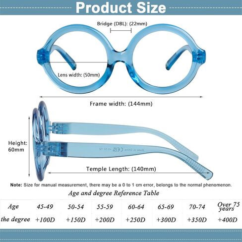 GUD Huge Round Reading Glasses with Screwless Spring Hinge Metalless 6 Pack Oversized Women Readers +2.50 in Saudi Arabia