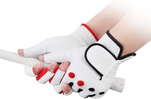 قفازات الجولف للسيدات، زوج من قفازات اليد اليسرى واليمنى من الجلد، عبوة من قطعتين، مجموعة ألوان كاملة للأصابع/الأظافر، قفاز بمقبض ناعم [20 ياردة] in Kuwait