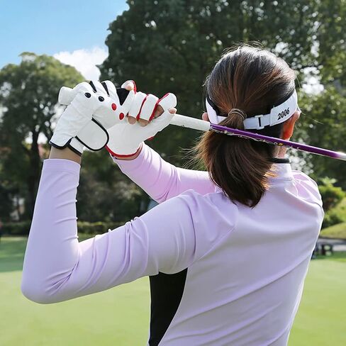 قفازات الجولف للسيدات، زوج من قفازات اليد اليسرى واليمنى من الجلد، عبوة من قطعتين، مجموعة ألوان كاملة للأصابع/الأظافر، قفاز بمقبض ناعم [20 ياردة] in Kuwait