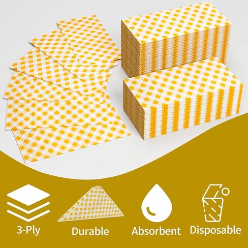 DYLIVeS Yellow Gingham Napkins, 80 Pack Yellow and White Checkered Guest Towel Plaid Party Napkins Disposable Paper Hand Towels for Luncheon, Dinner, Picnic, Birthday, Easter, Graduation Party, 3-Ply in Kuwait