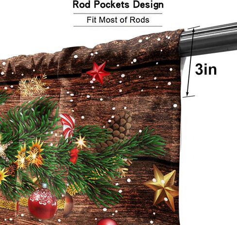 عيد الميلاد نافذة الستائر مجموعة مع الستارة 3pcs شجرة عيد الميلاد الخشبية ثلج المطبخ الستائر مجموعات الستارة قصيرة للحمام وغرفة النوم نافذة غرفة المعيشة in Kuwait