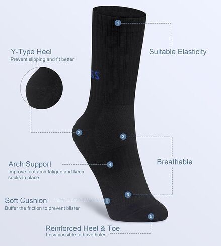 Athletic Socks Cushion Sport Running Calf Socks Performance Breathable Crew Socks for Women 3 Pairs in Saudi Arabia