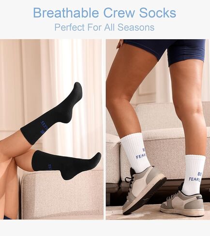 Athletic Socks Cushion Sport Running Calf Socks Performance Breathable Crew Socks for Women 3 Pairs in Saudi Arabia