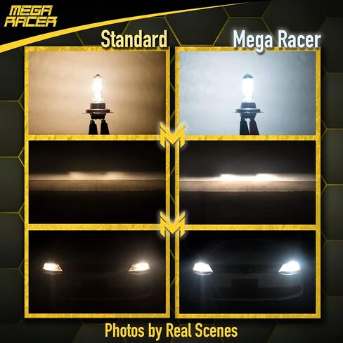 Mega Racer Ultra Bright H9 Halogen Headlight Bulbs - 5000K Super White, 12V 55W, Xenon Gas, PGJ16-5 Base, Automotive High Beam Headlights Replacement, Pack of 2 in Saudi Arabia