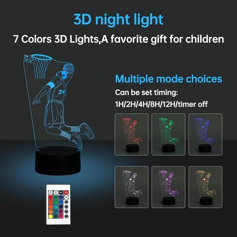Basketball Gifts Basketball Night Light for Boys, Basketball Lover 16 Colors LED Bedroom Sports Decor Lamp with Remote and Smart Touch 7 Colors Changing Dimmable in Saudi Arabia