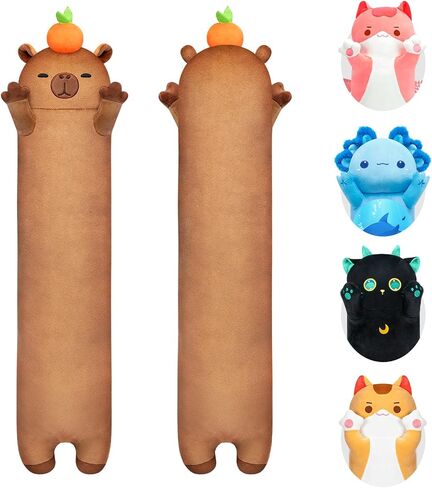 Long Cat Plush, Cute Capybara Stuffed Animals Soft Plushies, Kitten Kawaii Kids Plush Capybara Body Pillow Doll Plush Toys for Girls (Capybara Small) in Saudi Arabia