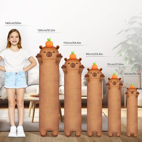 Long Cat Plush, Cute Capybara Stuffed Animals Soft Plushies, Kitten Kawaii Kids Plush Capybara Body Pillow Doll Plush Toys for Girls (Capybara Small) in Saudi Arabia