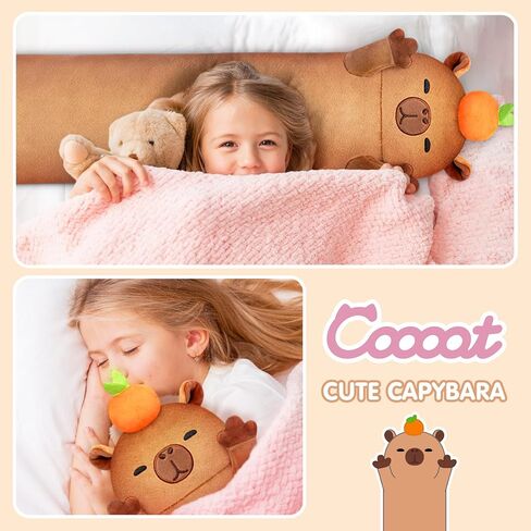 Long Cat Plush, Cute Capybara Stuffed Animals Soft Plushies, Kitten Kawaii Kids Plush Capybara Body Pillow Doll Plush Toys for Girls (Capybara Small) in Saudi Arabia
