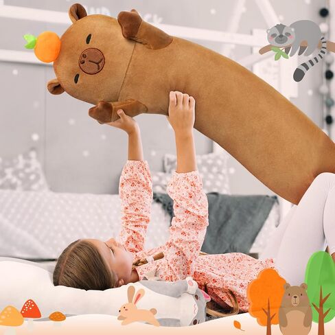 Long Cat Plush, Cute Capybara Stuffed Animals Soft Plushies, Kitten Kawaii Kids Plush Capybara Body Pillow Doll Plush Toys for Girls (Capybara Small) in Saudi Arabia