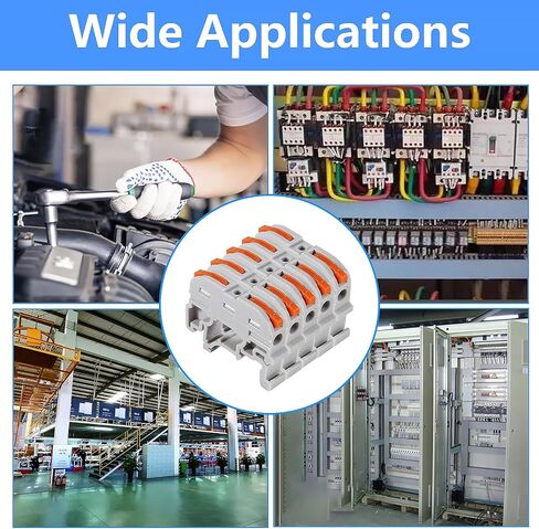 50PCS DIN Rail Terminal Blocks Kit, Universal Compact Lever Wire Connector for Electrical Wires, Detachable Ground Circuit Terminal Blocks for Circuit Inline 28-12 AWG in Kuwait