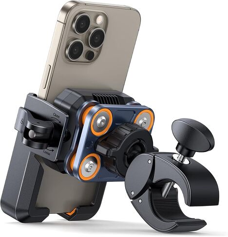 Bike Phone Holder Mount [Military Anti Vibration] 2024 Universal Motorcycle Phone Mount Handlebar Clamp for Electric Scooter, Mountain, Dirt Bike, Compatible with Phone 4-7.2" in Saudi Arabia