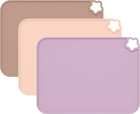 Cutebe Silicone Placemat for Toddles Kids Non-Slip Reusable Portable Kids Placemats for Dinning Table Heat Resistant Placemats, Baby Placemat Stain Resistant Silicone Mat for Dining Table 3 Pack in Saudi Arabia
